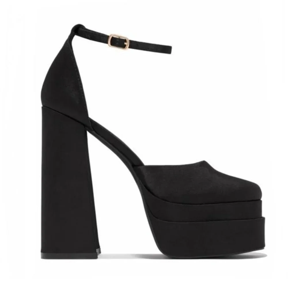 !! NEW !! Double Platform Block Ankle Strap Heels in Green - Picture 5 of 5